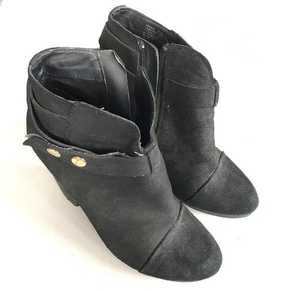 Steve Madden Arieel Ankle Boots 6.5M Black Leather Round Toe Block Heel Bootie - Picture 4 of 8